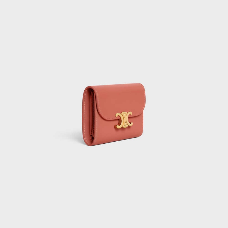 Celine Small Triomphe In Shiny Calfskin Geldbörse Bordeaux | CL-592968