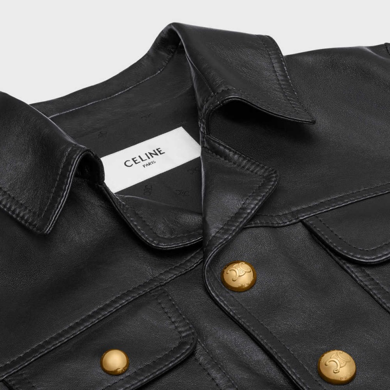 Celine Straighcut Neo Blouson In Soft Leather Schwarz | CL-592611