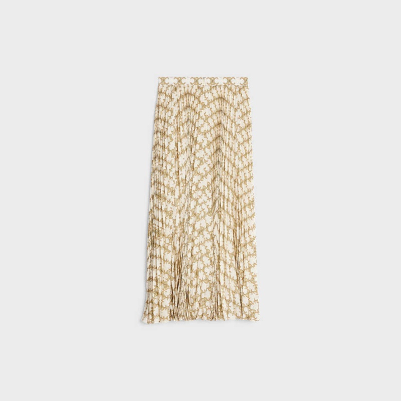 Celine Sun-pleated In CrêPe De Chine Röcke Gold | CL-592878