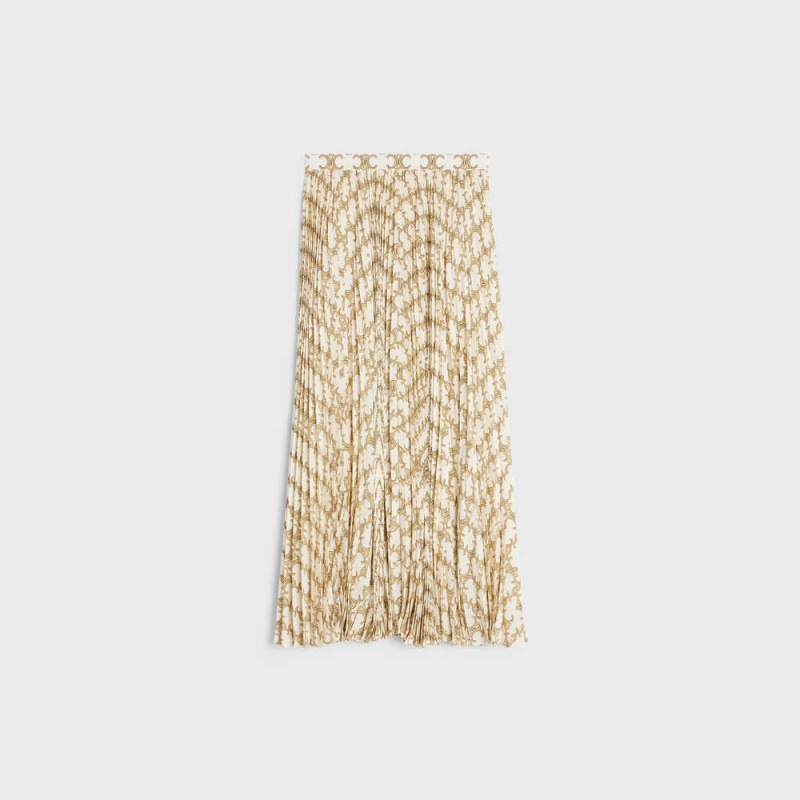 Celine Sun-pleated In CrêPe De Chine Röcke Gold | CL-592878