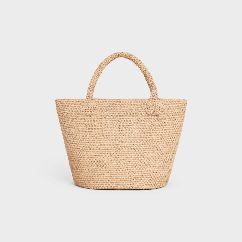 Celine Supple Small Triomphe Klassische In Raffia And Calfskin Panier Braun | CL-593067