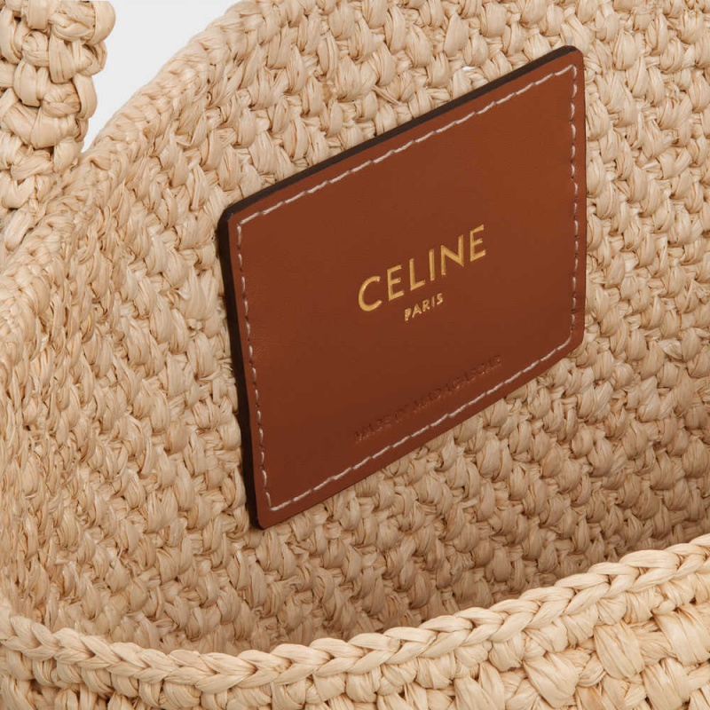 Celine Supple Small Triomphe Klassische In Raffia And Calfskin Panier Braun | CL-593067