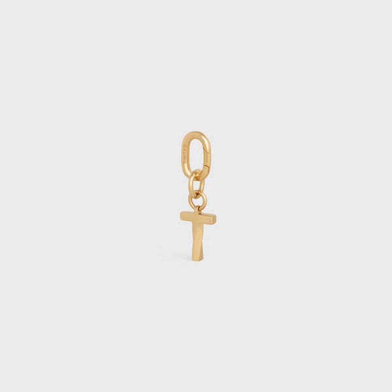 Celine T Charm In Brass Kleine Lederwaren Gold | CL-592939