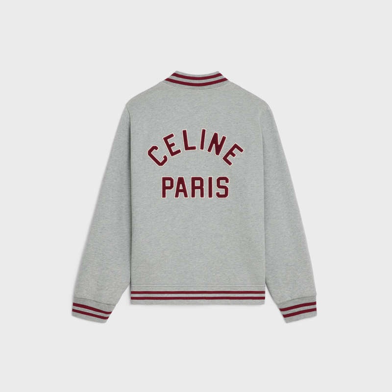 Celine Teddy College In Baumwoll Fleece Sweatshirts Grau Rot Lila | CL-592117