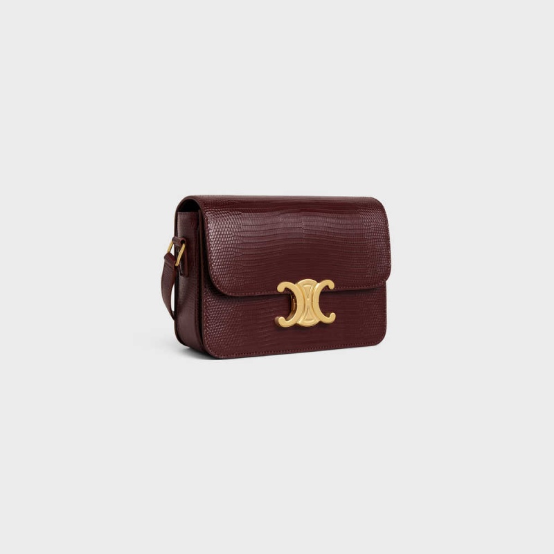 Celine Teen Bag In Lizard Triomphe Dunkelbordeaux | CL-593214