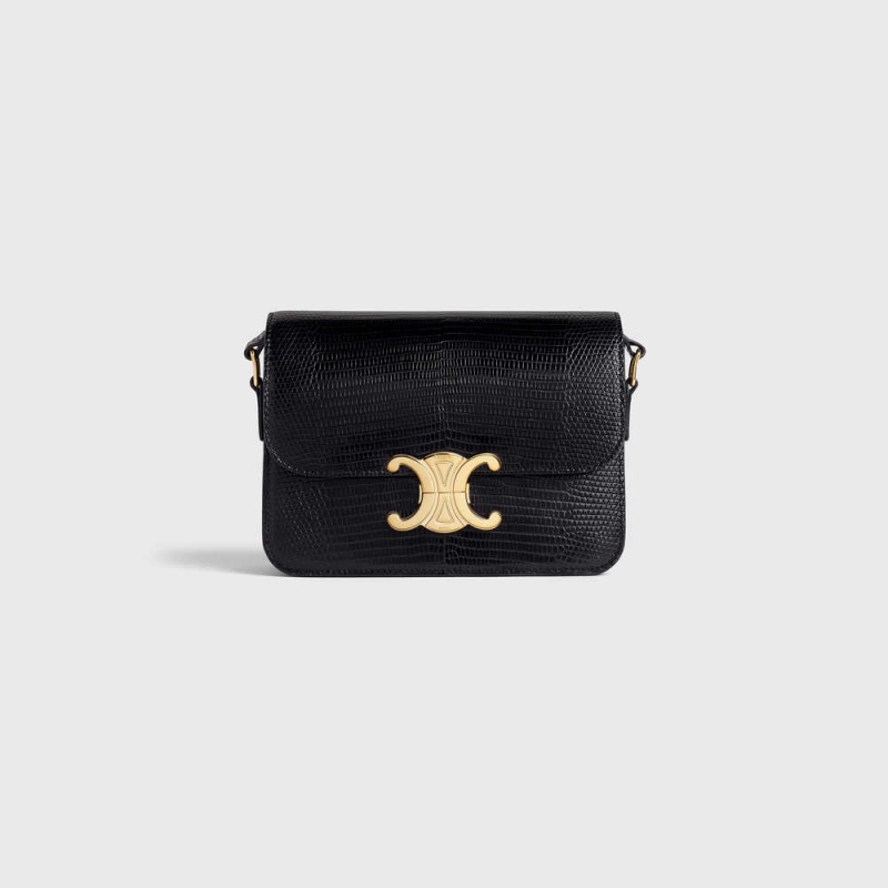 Celine Teen Bag In Lizard Triomphe Schwarz | CL-593213