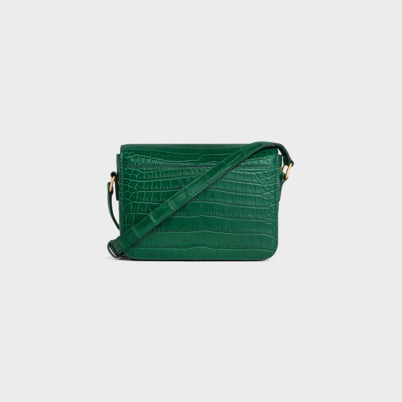 Celine Teen Bag In Niloticus Crocodile Triomphe Grün | CL-593210