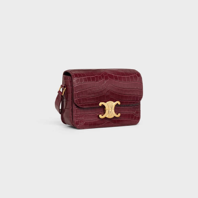 Celine Teen Bag In Niloticus Crocodile Triomphe Bordeaux | CL-593209