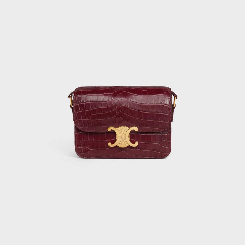 Celine Teen Bag In Niloticus Crocodile Triomphe Bordeaux | CL-593209