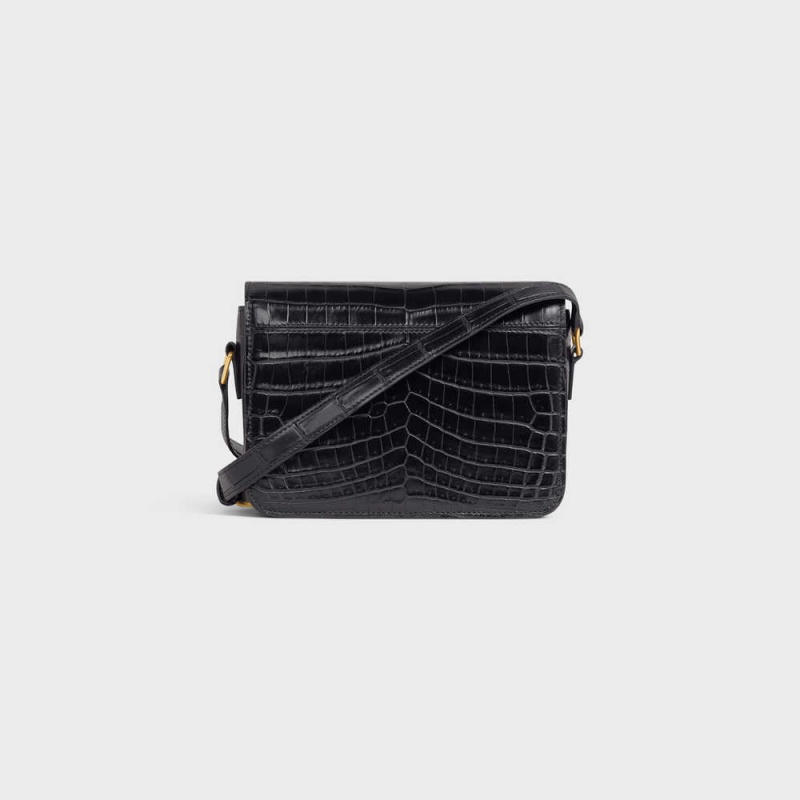 Celine Teen Bag In Niloticus Crocodile Triomphe Schwarz | CL-593208