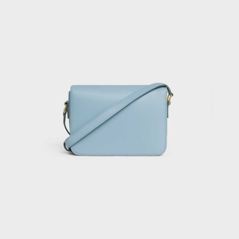 Celine Teen Bag In Shiny Calfskin Triomphe Blau | CL-593201