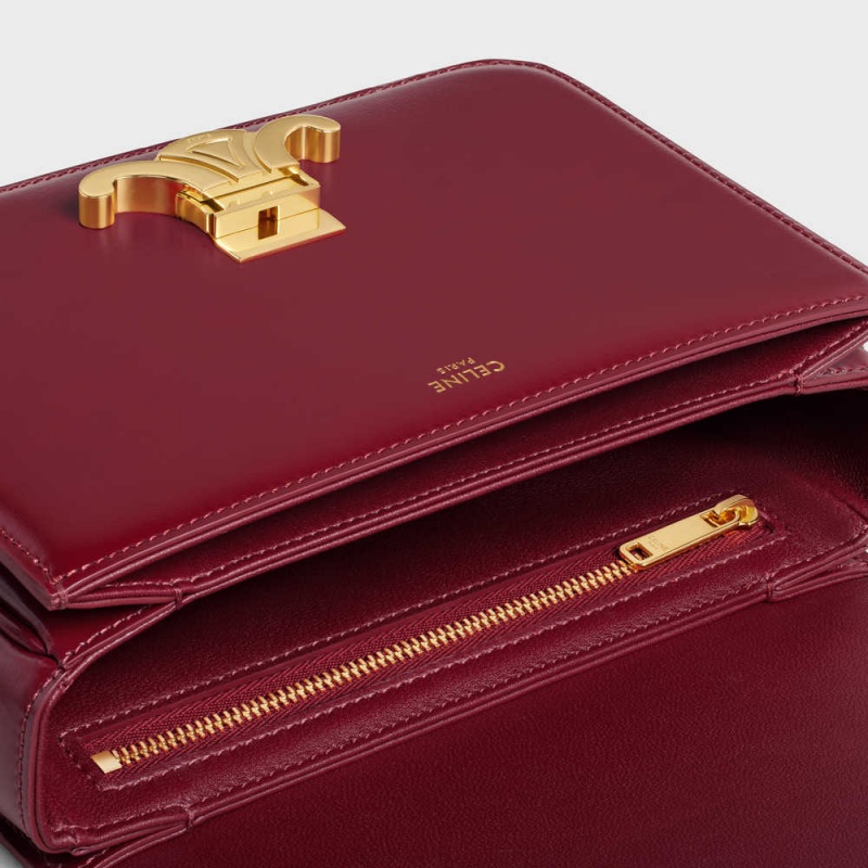 Celine Teen Bag In Shiny Calfskin Triomphe Bordeaux | CL-593197