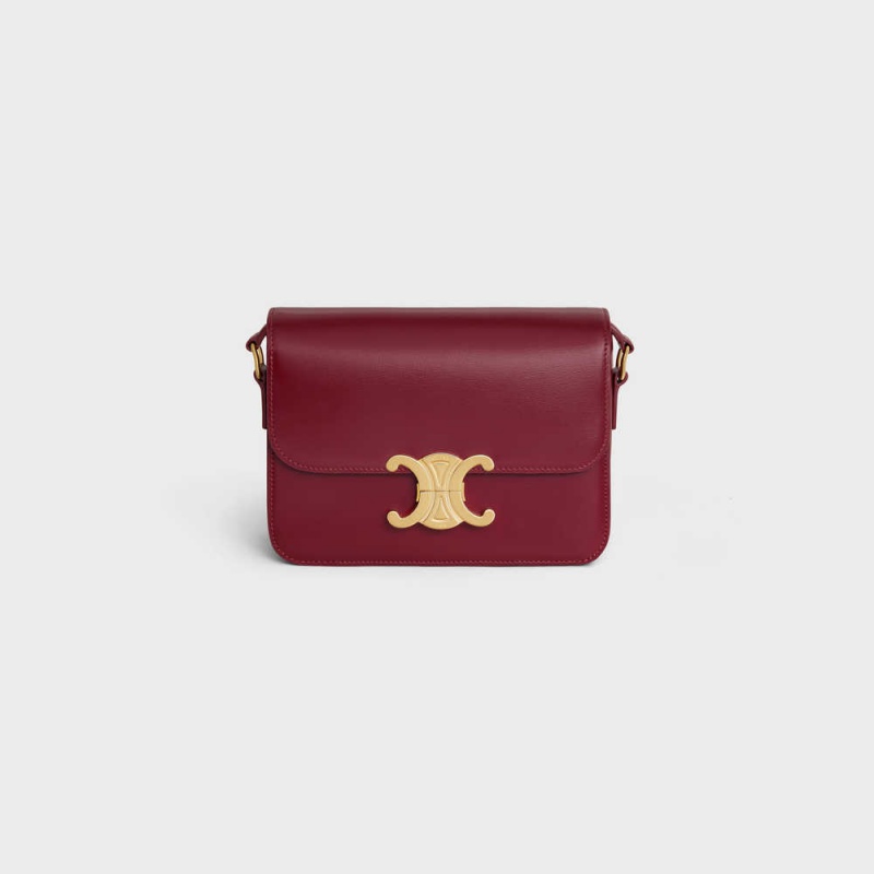 Celine Teen Bag In Shiny Calfskin Triomphe Bordeaux | CL-593197