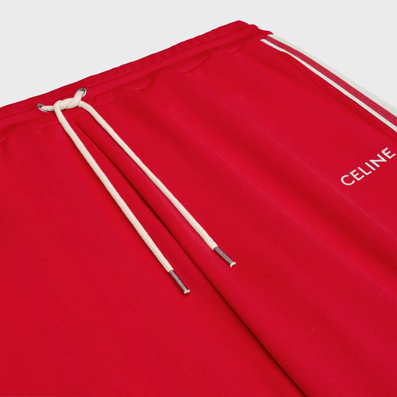 Celine Tracksuit In Double Face Jersey Hose Rot Weiß | CL-592039