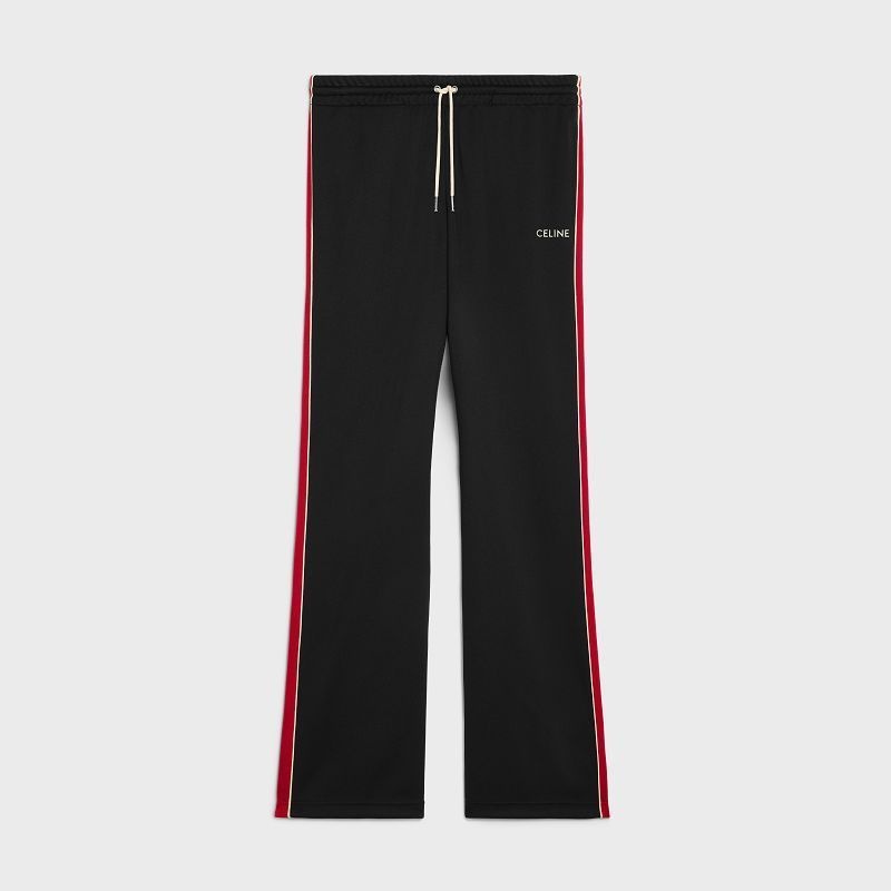 Celine Tracksuit In Double Face Jersey Hose Schwarz Rot | CL-592035