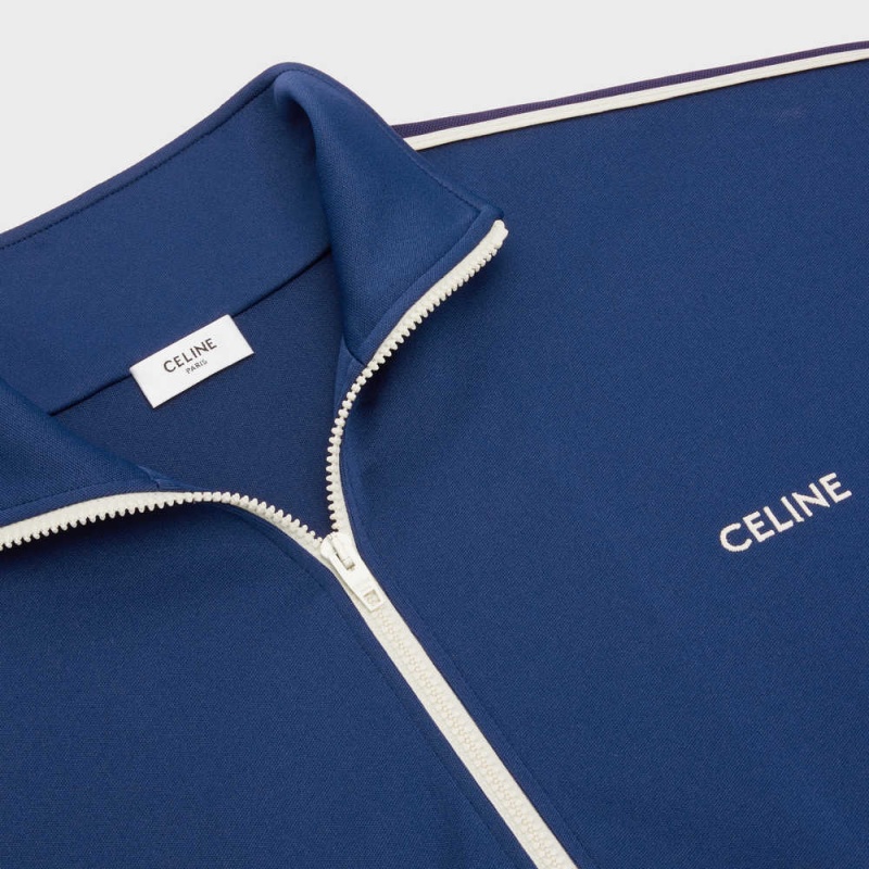 Celine Tracksuit In Double Face Jersey Jacken Blau Weiß | CL-592676