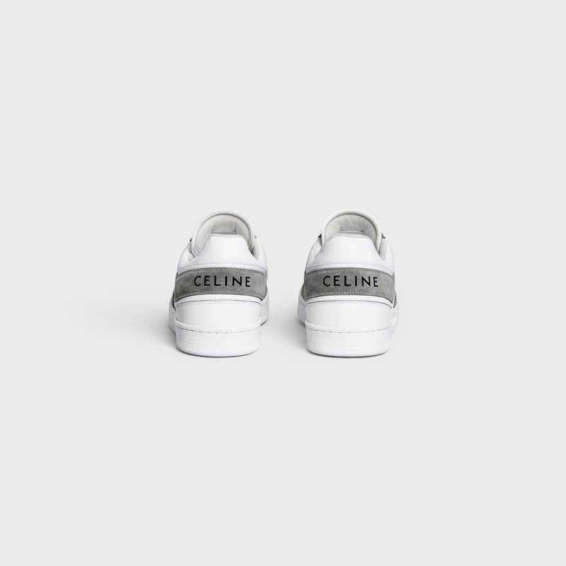 Celine Trainer Low Spitze-up In Wildleder Calfskin And Calfskin Sneakers Grau Weiß | CL-591901