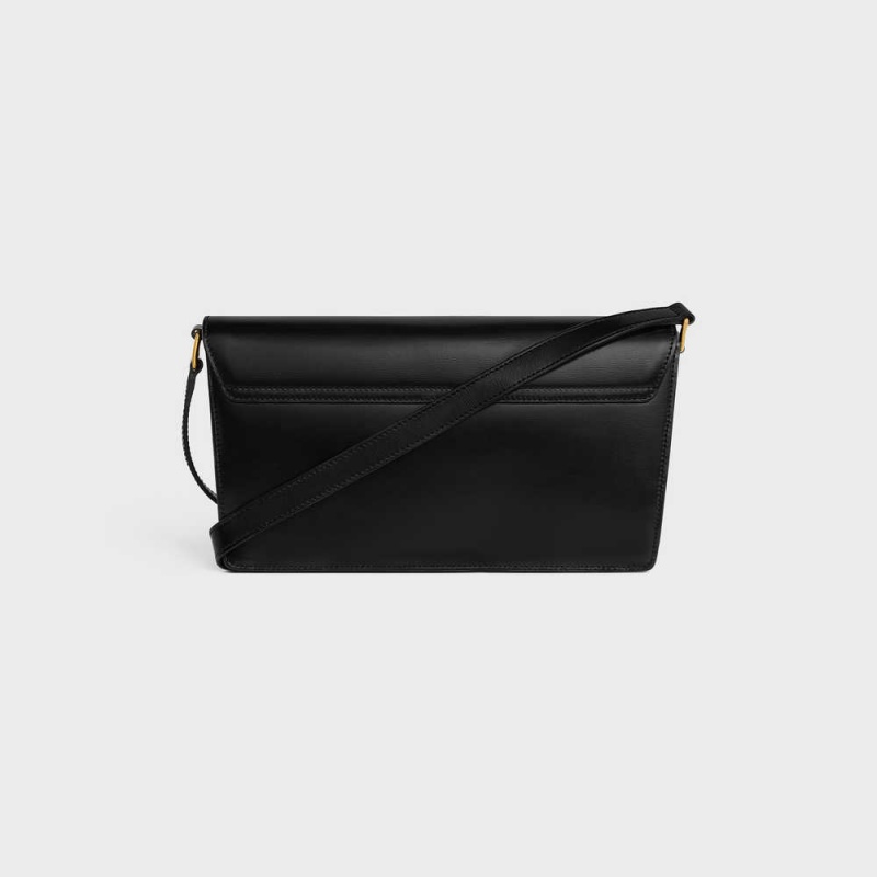 Celine Trapeze Bag In Shiny Calfskin Triomphe Schwarz | CL-593248