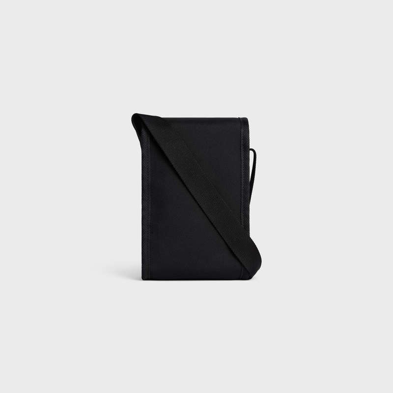 Celine Trekking Flap Phone Pouch In Nylon With Celine Print Beuteltasche Schwarz | CL-591783