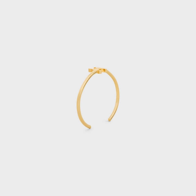 Celine Triomphe Asymmetric Cuff In Brass With Gold Finish Armbänder Gold | CL-592199