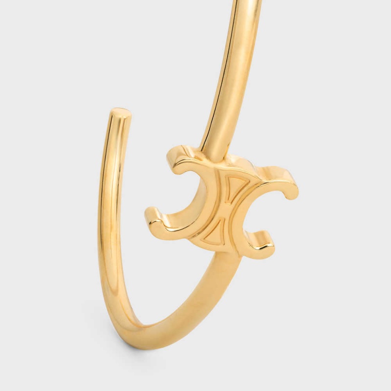 Celine Triomphe Asymmetric Cuff In Brass With Gold Finish Armbänder Gold | CL-592199