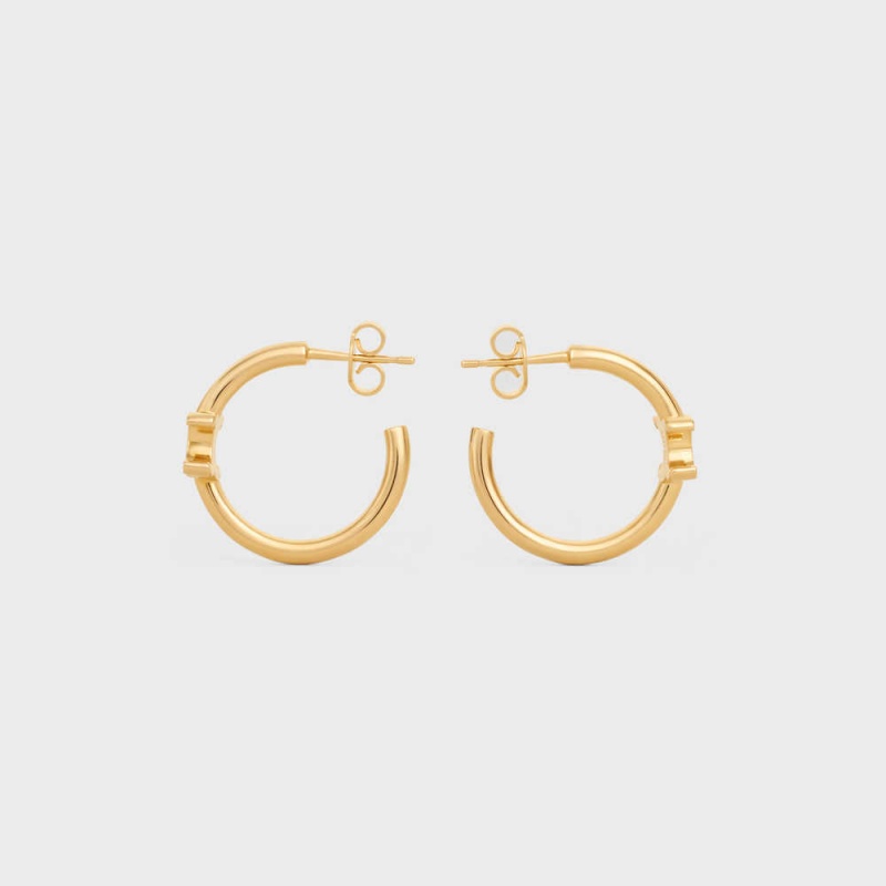 Celine Triomphe Asymmetric Hoops In Brass With Gold Finish Ohrringe Gold | CL-592295