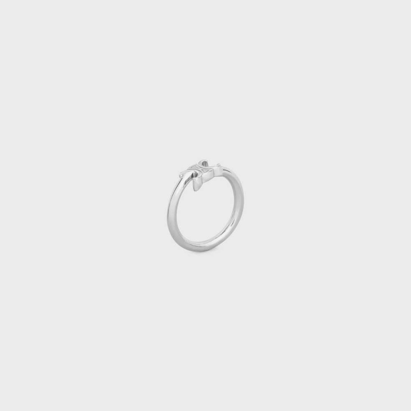 Celine Triomphe Asymmetric In Brass With Rhodium Finish Ringe Silber | CL-592183