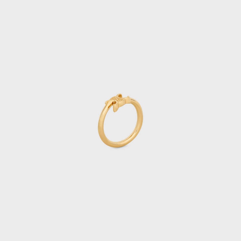 Celine Triomphe Asymmetric In Brass With Gold Finish Ringe Gold | CL-592182