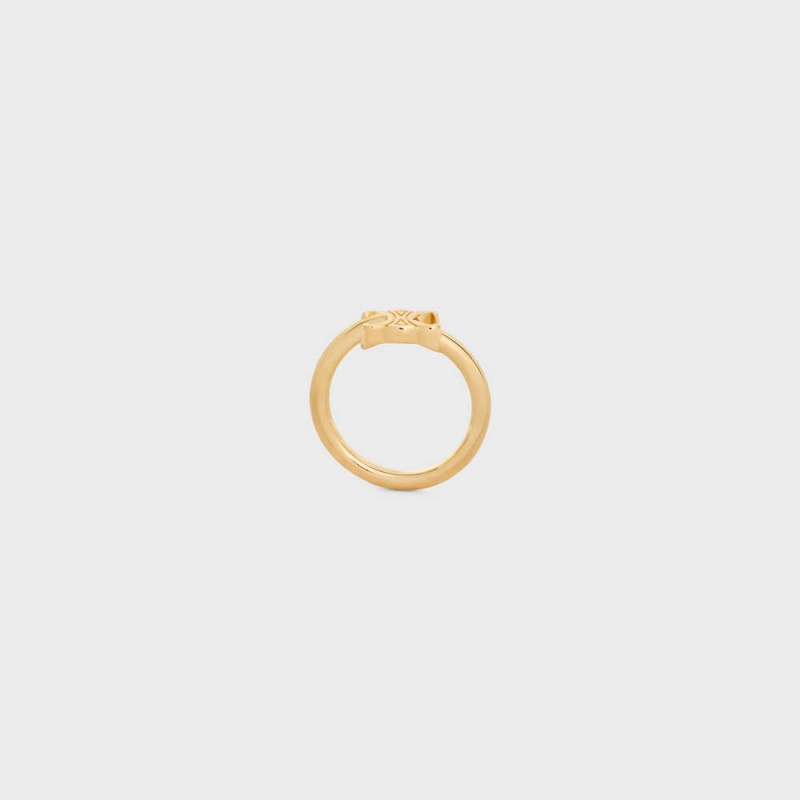 Celine Triomphe Asymmetric In Brass With Gold Finish Ringe Gold | CL-592182