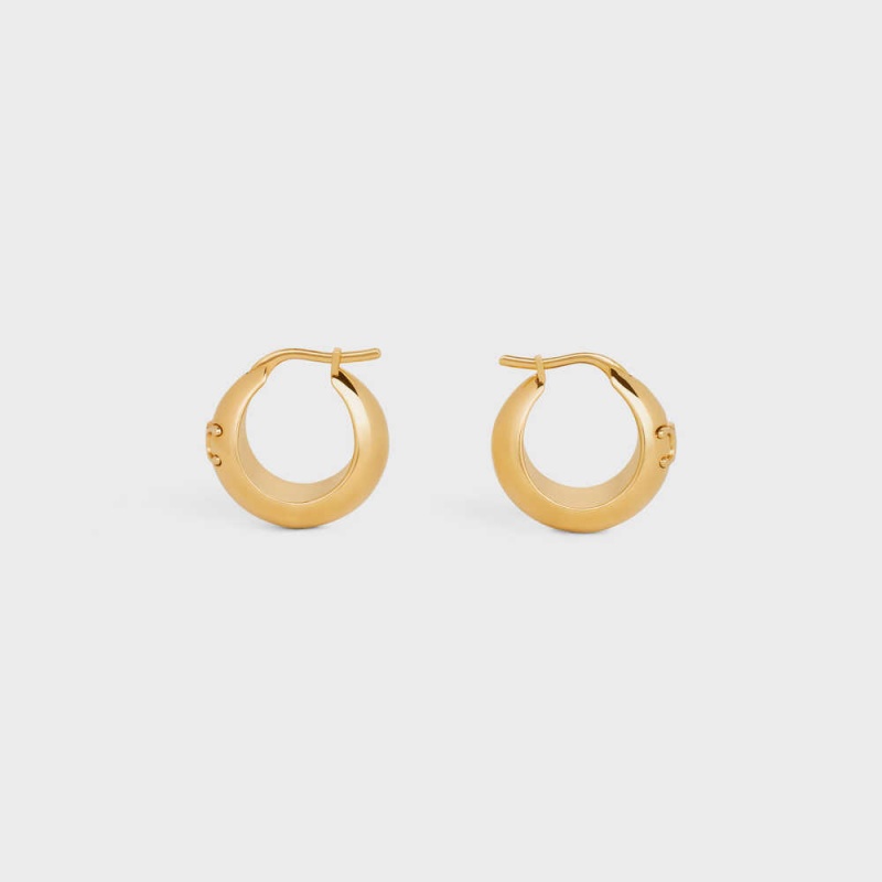 Celine Triomphe Bold Hoops In Brass With Gold Finish Ohrringe Gold | CL-592306