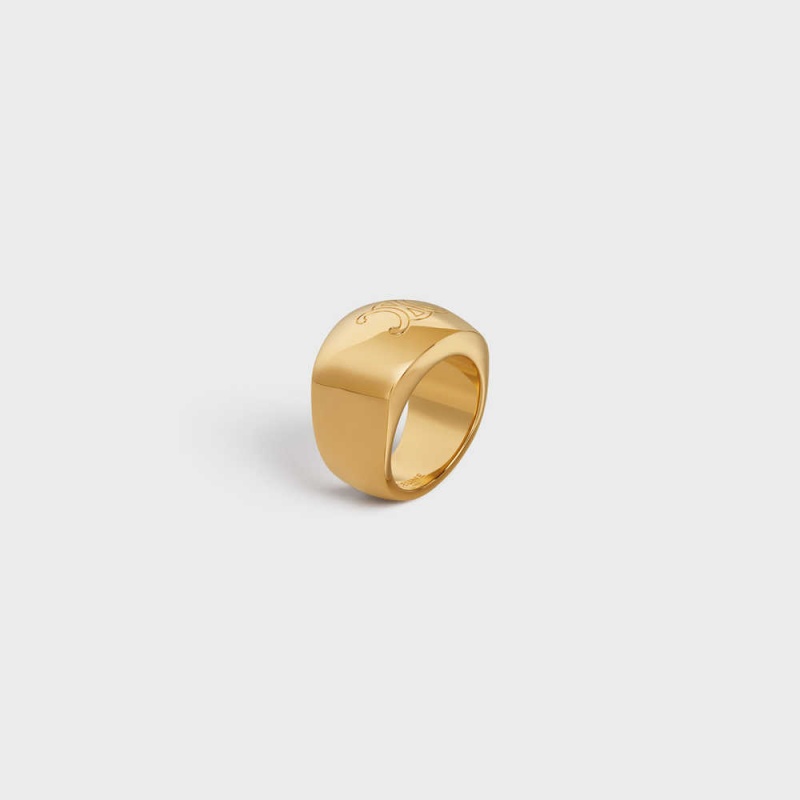 Celine Triomphe Bold In Brass With Gold Finish Ringe Gold | CL-592193