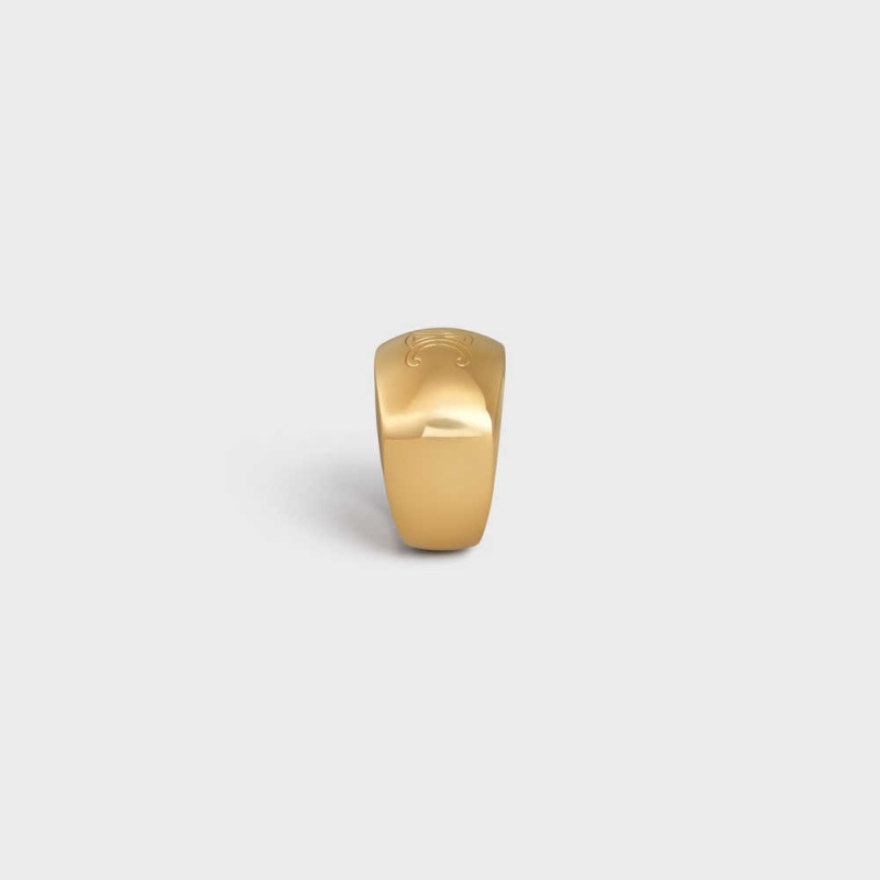 Celine Triomphe Bold In Brass With Gold Finish Ringe Gold | CL-592193