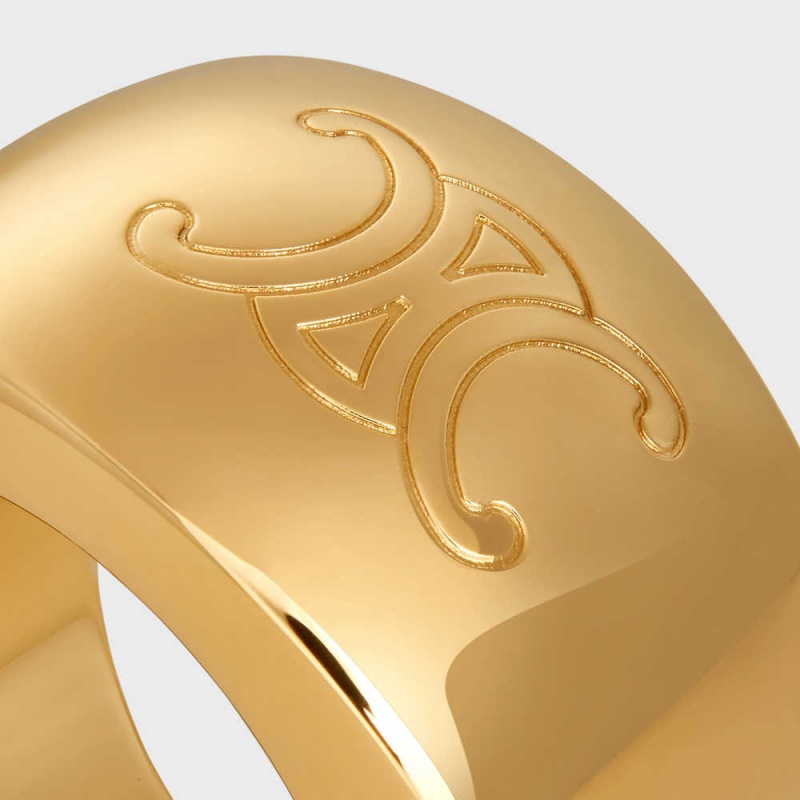 Celine Triomphe Bold In Brass With Gold Finish Ringe Gold | CL-592193