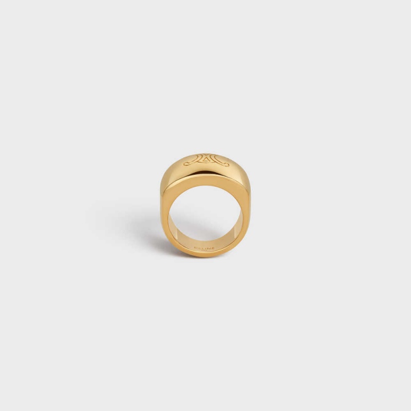 Celine Triomphe Bold In Brass With Gold Finish Ringe Gold | CL-592193