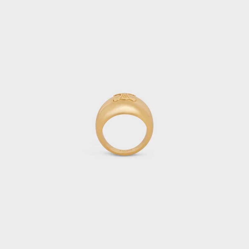 Celine Triomphe Bold In Brass With Gold Finish Ringe Gold | CL-592190