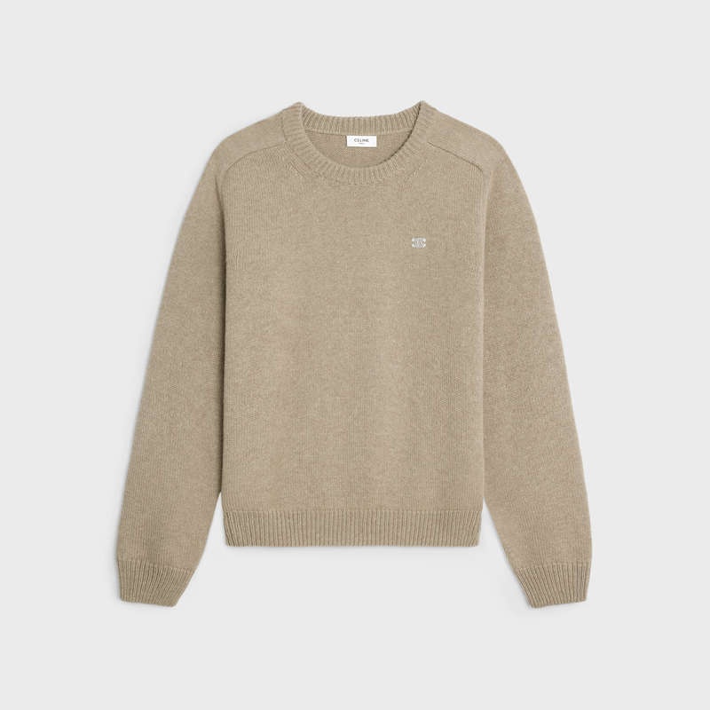 Celine Triomphe Crew Neck In Wolle And Cashmere Strickwaren Braun | CL-592099