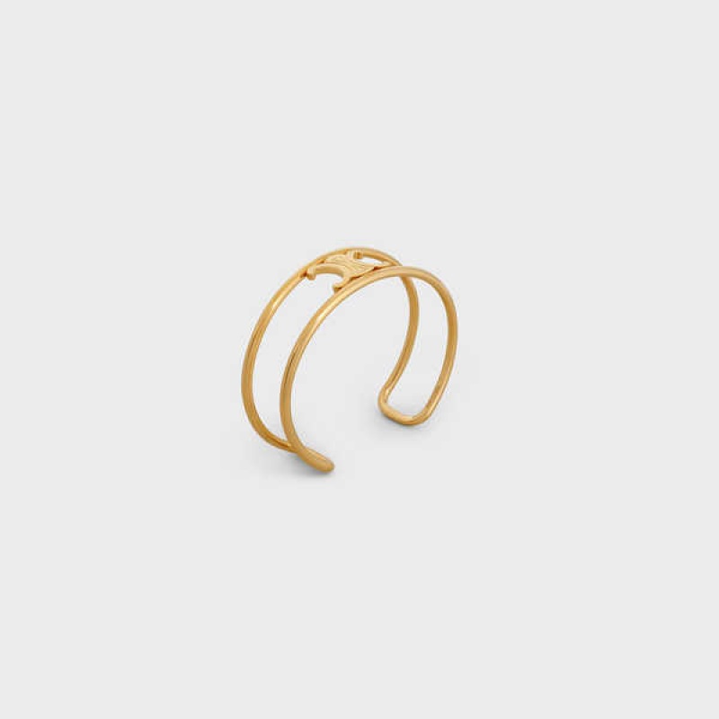 Celine Triomphe Cuff In Brass With Gold Finish Armbänder Gold | CL-592230