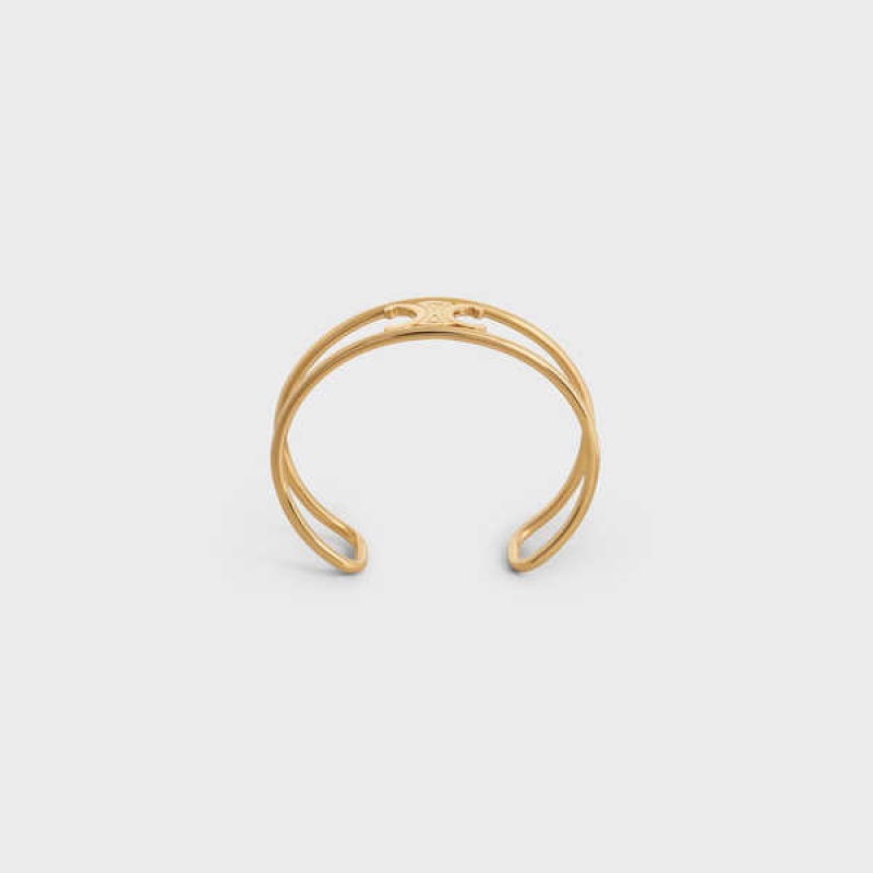 Celine Triomphe Cuff In Brass With Gold Finish Armbänder Gold | CL-592230