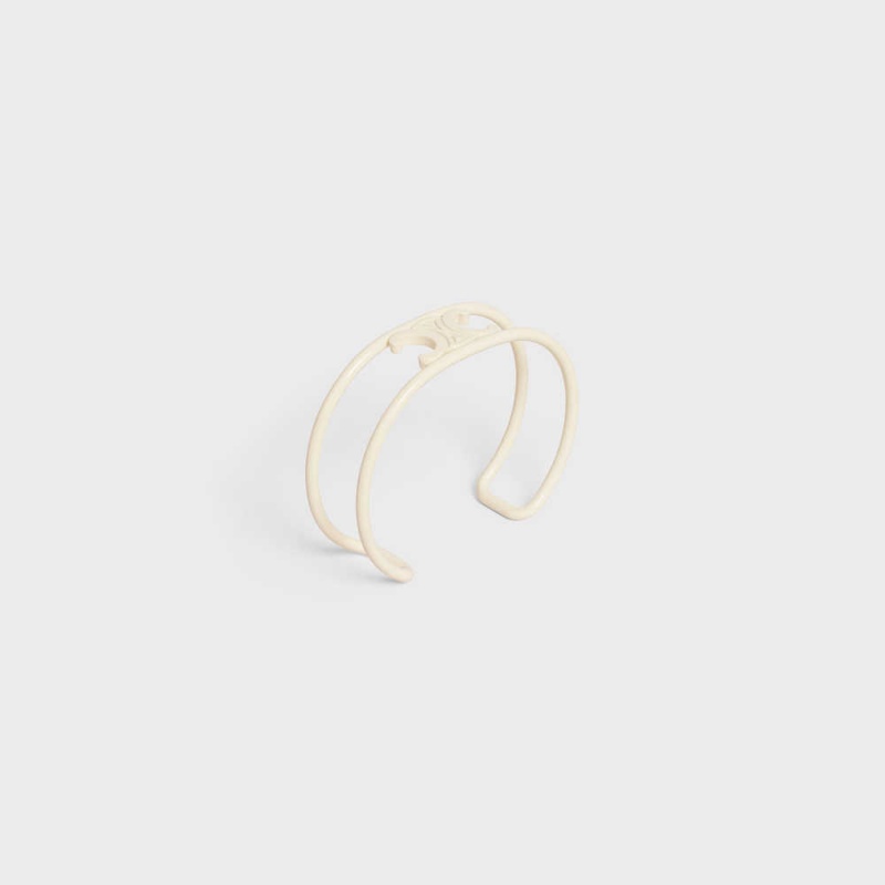 Celine Triomphe Cuff In Varnished Brass Armbänder Weiß | CL-592218