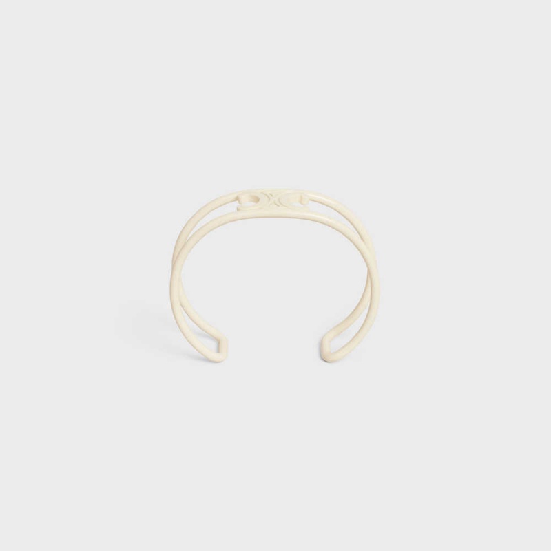 Celine Triomphe Cuff In Varnished Brass Armbänder Weiß | CL-592218