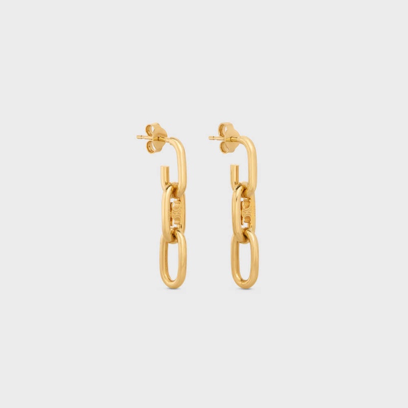 Celine Triomphe Dangling In Brass With Gold Finish Ohrringe Gold | CL-592309