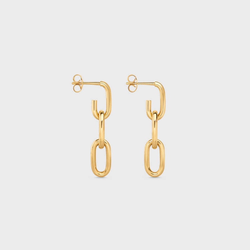 Celine Triomphe Dangling In Brass With Gold Finish Ohrringe Gold | CL-592309