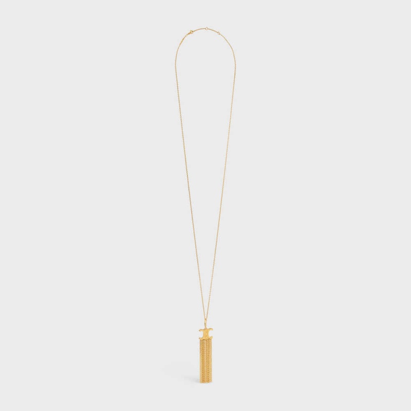 Celine Triomphe Folk Fringe Long In Brass With Gold Finish Ketten Gold | CL-592244