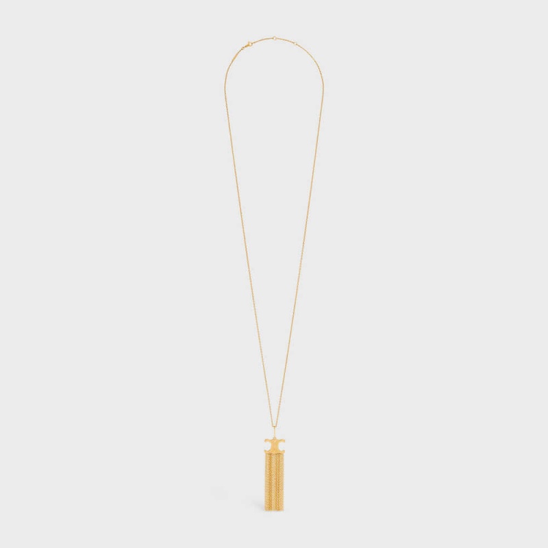 Celine Triomphe Folk Fringe Long In Brass With Gold Finish Ketten Gold | CL-592244