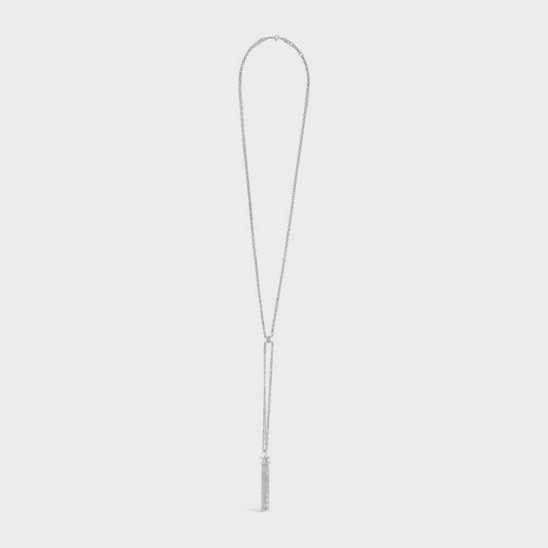 Celine Triomphe Folk Tie Long In Brass With Rhodium Finish Ketten Silber | CL-592243