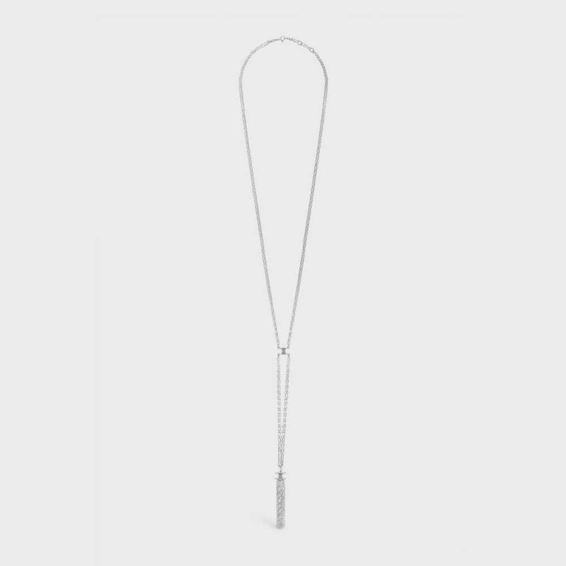 Celine Triomphe Folk Tie Long In Brass With Rhodium Finish Ketten Silber | CL-592243