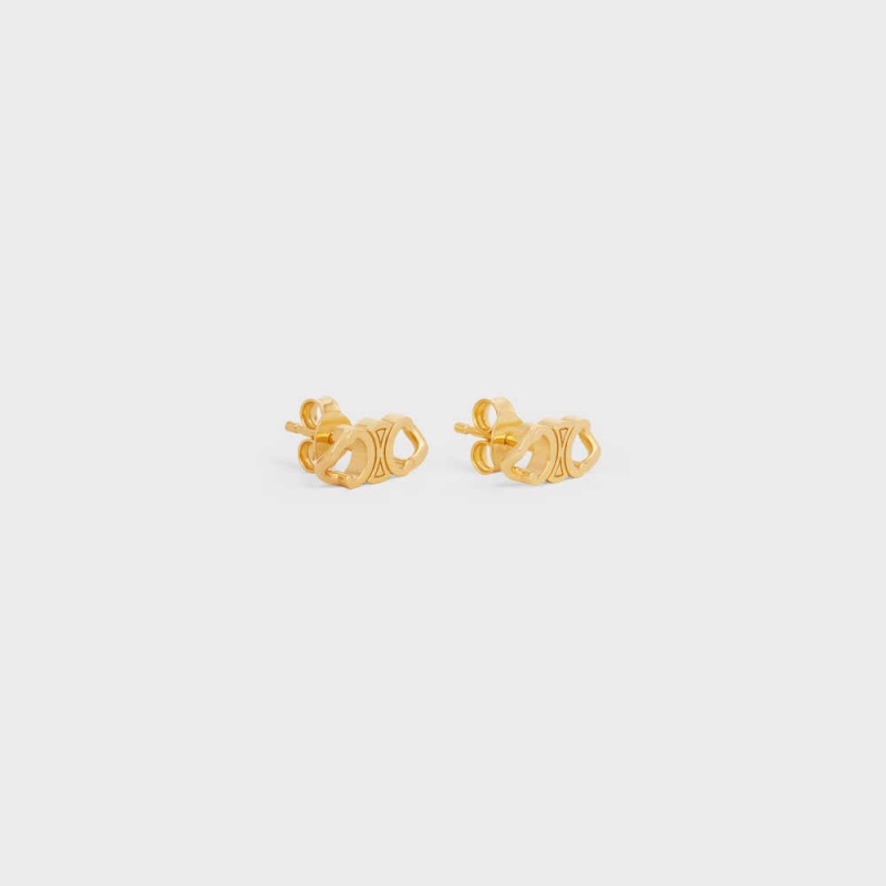 Celine Triomphe Gourmette Studs In Brass With Gold Finish Ohrringe Gold | CL-592310