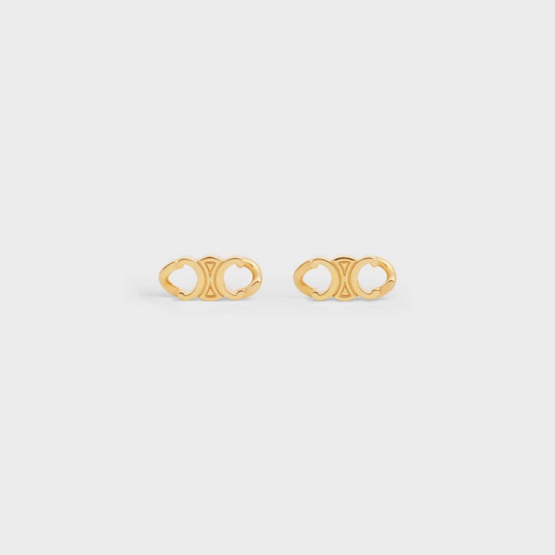 Celine Triomphe Gourmette Studs In Brass With Gold Finish Ohrringe Gold | CL-592310