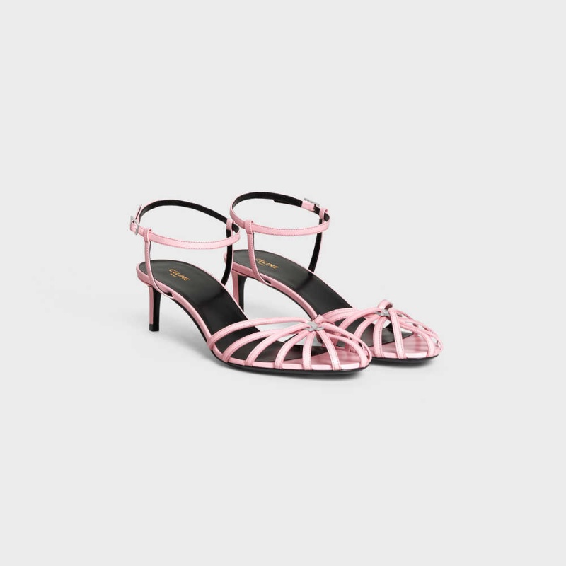 Celine Triomphe In Kidskin Silver Finishing Sandalen Rosa | CL-592603