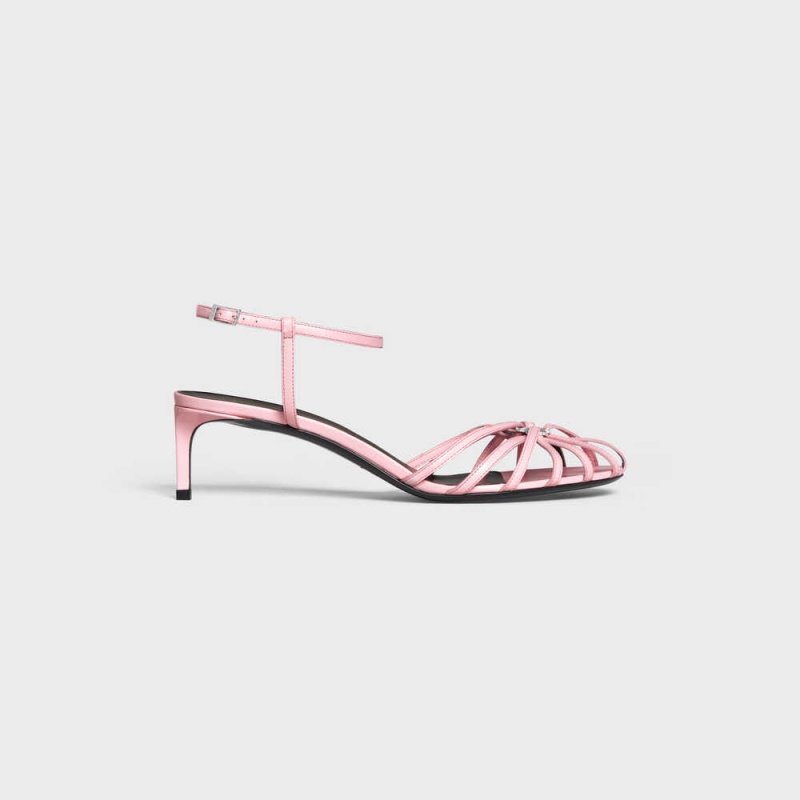 Celine Triomphe In Kidskin Silver Finishing Sandalen Rosa | CL-592603